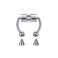 Detail of silver magnetic nose ring with interchangeable ball and spike ends - Type D Silver