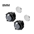 8mm black round-cut zircon magnetic stud earrings with four-prong setting for non-pierced ears - 6mm / Black (B-6mm)