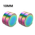 Rainbow iridescent magnetic stud earrings with 10mm circular minimalist metal design - Style B Large / Colorful