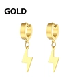 Orecchini a cerchio huggie in acciaio inossidabile dorato con ciondolo a fulmine - Stile Fulmine / Oro