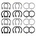 24-piece stainless steel piercing set including horseshoe rings and captive bead rings - 1.2x6mm / Black & Silver Mix (24-Piece Set)