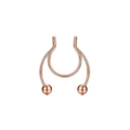 Macro shot of rose gold magnetic septum nose ring with double U-shape and smooth round beads - Type C Rose Gold