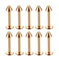 Set of 10 rose gold stainless steel lip studs with spike tops and flat back design - Spike Style / 1.2x6x3mm (10 Pieces) / Rose Gold