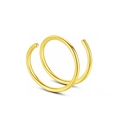 Nahaufnahme der goldenen doppelten Nasenspirale mit polierter Oberfläche und Kugeln - 0.8*10mm / Gold
