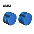 8mm blue magnetic stainless steel stud earrings with smooth matte finish for non-pierced ears - Style B Medium / Blue