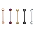 Detailliertes Set aus fünf Edelstahl-Barbell-Steckern in verschiedenen Metallic-Farben - Runder Ball-Stil / Mehrfarbige Kombi