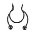Macro shot of horseshoe-shaped black stainless steel septum ring with polished ball ends - Genius Club Black