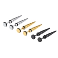 Three-color stainless steel cone stud earrings set in silver, gold, and black finishes - Long Spike Taper Stud Earrings Three Pair Set / Silver Gold Black Set