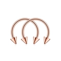 Set di due barbell a ferro di cavallo in acciaio inossidabile oro rosa con punte a spillo - Cono Appuntito / 1.2x6x3mm / Oro rosa