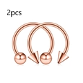 Set di 2 anelli a ferro di cavallo in acciaio inossidabile oro rosa con sfera e punta - Estremità Sfera e Punta / 1.2x6x3mm / Oro rosa