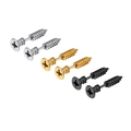 Lot de trois paires de boucles d'oreilles vis en acier inoxydable argent, or et noir poli - Ensemble de Trois Paires de Boucles d'oreilles Forme Vis