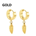 Orecchini a cerchio in acciaio inossidabile dorato con pendenti a forma di piuma - Stile Piuma / Oro