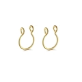 Detail of two gold-plated stainless steel U-shaped faux nose rings on white background - 2 Pcs/Set / Gold