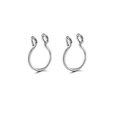 Close-up of polished silver stainless steel non-piercing U-shaped nose rings and ear cuffs - 2 Pcs/Set / Steel
