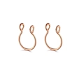 Detailed macro view of two rose gold U-shaped non-piercing nose clips with polished finish - 2 Pcs/Set / Rose Gold