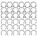 36er Set Hufeisen-Piercings aus Edelstahl mit Kugel- und Kegelenden in Silberoptik - Silber Hufeisenring Piercing Set (36050)