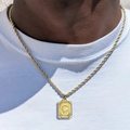 Collar de cadena de cuerda de acero inoxidable chapado en oro 18k con colgante letra C - Letra C (XL224) / Con cadena / Dorado