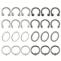 24-piece stainless steel body piercing set featuring silver and black horseshoe and bead rings - Assorted Styles / 24 Piece Set / Silver and Black
