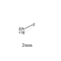 Detailansicht eines 2mm Zirkonia Nasensteckers mit einem L-förmigen Edelstahlstab - 2mm / Gerader Stab