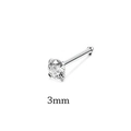 Detail eines 3mm Edelstahl-Nasensteckers mit klarem Zirkon in einer 4-Krallen-Fassung - 3mm / Gerader Stab