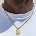 Collar de cadena de cuerda de acero inoxidable chapado en oro 18k con colgante K - Letra T (XL224) / Con cadena / Dorado