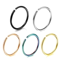Set of five stainless steel nose rings in black, silver, rose gold, rainbow, and gold - Style A (Mixed Colors)