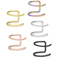 Set de 5 ear cuffs de doble capa en acero inoxidable de varios colores metálicos - Estilo F (Colores Mezclados)