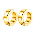 Pair of polished gold stainless steel clip-on hoop earrings for non-pierced ears - Ear Cuffs / Gold