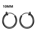 Classic 10mm black stainless steel spring hoop earrings for non-pierced ears - Large / Spring Ring / Black