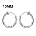 Classic 10mm silver stainless steel hoop clip-on earrings for non-pierced ears - Large / Spring Ring / Steel