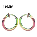 Rainbow gradient stainless steel 10mm clip-on hoop earrings for non-pierced ears - Large / Spring Ring / Colorful