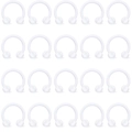 Set of 20 clear white acrylic horseshoe nose rings and septum piercing jewelry studs - 6mm / 20 Pcs Acrylic Style