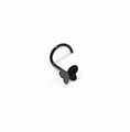Macro detail of black butterfly nose stud in polished stainless steel L-shaped piercing - Black