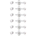 Klassisches Set aus weißen Perlenohrsteckern mit Edelstahl-Verschlüssen für Damen - Kleine Größe Set (C)