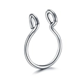 Polierter silberner U-förmiger Fake-Nasenring und Ohrklemme mit glatter Metalloberfläche - U-Form Minimalistischer Nicht-Piercing Stil (Stil B) / Stahlfarben