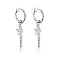 Silver stainless steel huggie earrings with scorpion charm and tassel chain in punk style - Scorpion / Steel / Clip-On Earrings