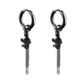 Black stainless steel hoop earrings with hanging scorpion charms and long chain tassels - Scorpion / Black / Ear Buckle