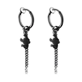 Gothic black stainless steel ear clips with scorpion pendant and long chain detail - Scorpion / Black / Clip-On Earrings
