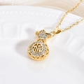Élégant collier pendentif sac porte-bonheur plaqué or 18k avec zircons blancs - Sac de Fortune Diamant (XL381)