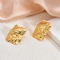 Irregular geometric 18K gold plated stainless steel studs with hammered texture design - Irregular Hammered Plate(EH134)