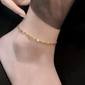 Elegant 18k gold plated stainless steel anklet featuring minimalist geometric sequins - 21.5cm / Gold
