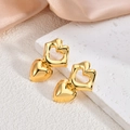 Irregular heart shaped double layer earrings in polished 18K gold plated stainless steel - Double Layer Heart(EH094)