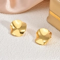 Irregular wavy gold stud earrings in 18K gold plated stainless steel with mirror finish - Irregular Wave Round(EH095)