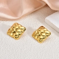 Square woven texture earrings in 18K gold plated stainless steel with a vintage 3D design - Woven Texture Square(EH096)
