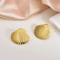 Irregular 18K gold plated shell earrings with elegant vertical relief stripes - Vertical Stripe Shell(EH029)