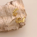 French style 18k gold plated irregular wave texture earrings in stainless steel - Irregular Lava Wave Style (EH195)