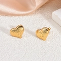 Textured heart stud earrings in 18K gold-plated stainless steel with a wavy surface - Water Ripple Heart(EH075)
