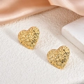Irregular textured gold heart stud earrings in 18K gold plated stainless steel - Lava Texture Heart(EH084)