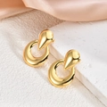 Elegant 18K gold-plated irregular teardrop earrings with high-polished metal finish - Oval with Hoop Style(EH082)