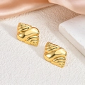 Elegant 18K gold plated stainless steel irregular shell stud earrings with a glossy finish - Spiral Conch Shape(EH086)